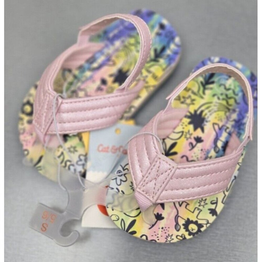 Cat & Jack Sandals Summer Pink Beach Summer Flip Flop Toddler Girls Size 5/6 - Picture 1 of 7